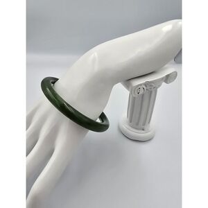 Natural Dark Green Nephrite Jade Bangle Bracelet  7.5"